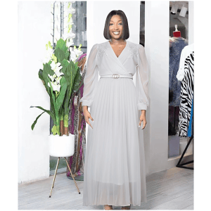 African Long Party Dress with Robe