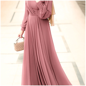 Vintage Abaya Dress with Lantern Sleeves