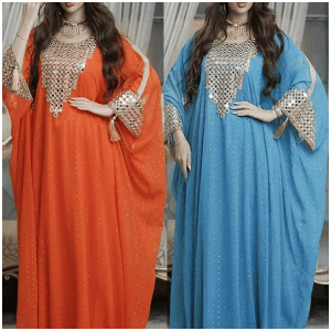 Sequined Oversized Chiffon Caftan Dress